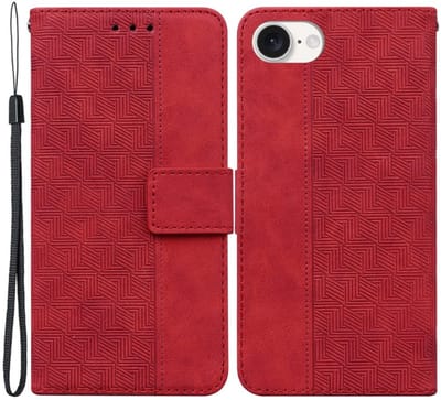 Coverup Hoesje - Geschikt voor iPhone 16e / 17e Hoesje - Coverup Geometric Book Case - Rood