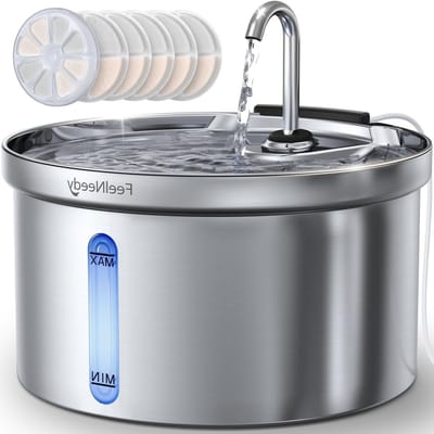 Stainless Steel Katten Waterfontein 3.5L met Ultra Stille Pomp, 3-Fase Filtratie en 6 Filters voor Gezond Drinkwater