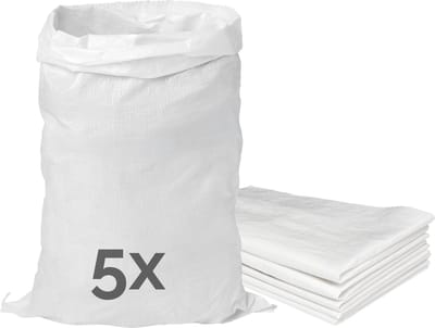 Garronda - Polypropyleen Zak Wit - 80 x 50 cm – 5 Stuks – Tuinafvalzak - Geweven Zakken van PP - Voor zand en opslag – Scheurvast - Belastbaar tot 50 kg – Veelzijdig inzetbaar – Zandzakken – Tuinzak – Hoogwaterbescherming – GD-ROM-Bag80