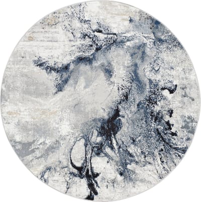 SURYA Emma rond vloerkleed modern abstract donkerblauw