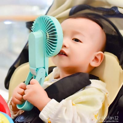 USB-ventilator hand Fan Hoofd schudden opladen Fan Office Desktop elektrische ventilator kleine draagbare Mute blauw groen - Handheld Fan