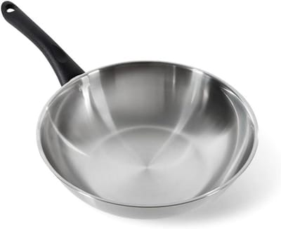 Roestvrijstalen Wokpan - Koekenpan Wok - Intensief Aanbraden - Tri-Ply Constructie - 28 cm - Zilver