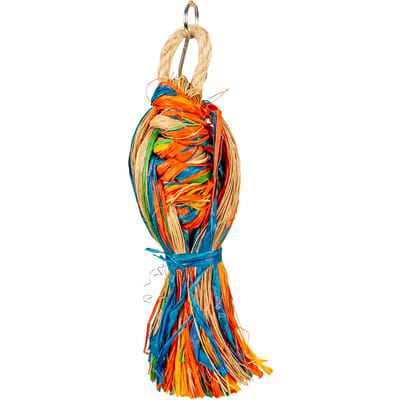 Duvoplus - Speelgoed Voor Dieren - Vogel - Shreddy Hanger Met Leder & Sisal 10x10x33cm Meerkleurig - 1st - 37994