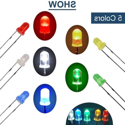 5 mm LED Diodes 100 Stuks Ronde Kop 2 Pin 2 V 2.2 V voor DIY Elektronica in 5 Kleuren