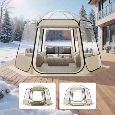 VEVOR Pop-up Bubble Tent, 336x305x220 cm, Transparante Kampeertent, Tuinkoepel Iglo Tent met Ramen, 540° Panoramisch Uitzicht, voor 8-10 Personen, Terras, Achtertuin