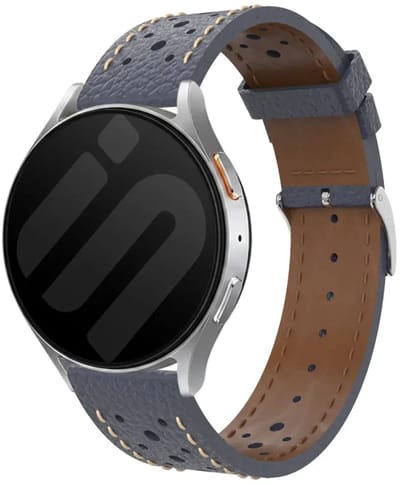 Strap-it Zephyr leren bandje geschikt voor Huawei Watch GT 6 - 41mm / GT 5 Pro - 41mm / GT 5 - 42mm / GT 4 - 41mm / Fossil Gen 6, 5e - 42mm / Charter HR / Q Venture Gen 4-3 / Xiaomi Watch S4 - 41mm / Withings ScanWatch 2, 1 & Light - Blauw