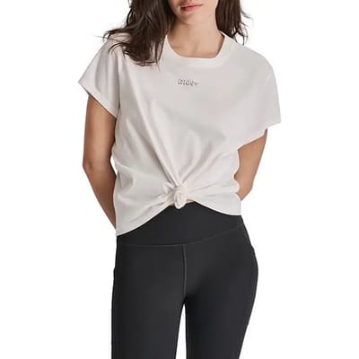 Dkny Mini Stud Logo Knot Front T-shirt Met Korte Mouwen Wit XS Vrouw