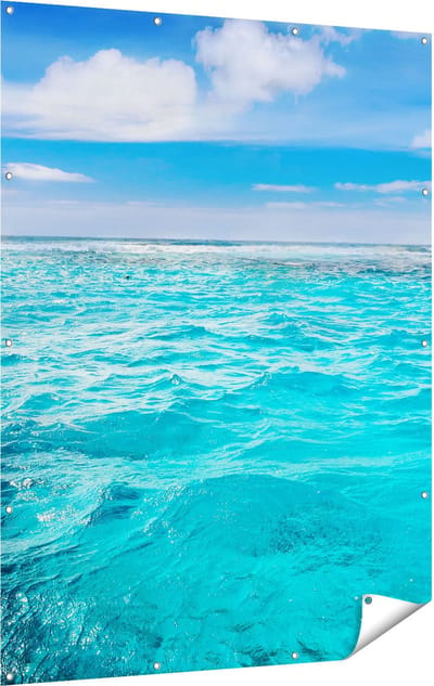 Gards Tuinposter Blauwe Caribische Zee Water - 120x160 cm - Tuindoek - Tuindecoratie - Wanddecoratie buiten - Tuinschilderij