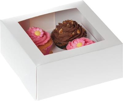 House of Marie Cupcake Box 4 -White- pk/2