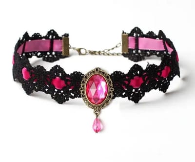 Akyol - Choker - gothic - choker ketting dames - Roze – Roze ketting - 50 cm - 1 stuks – chique ketting – dames – kanten ketting
