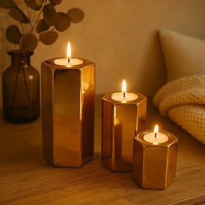 Kandelaar Glam – Goud – 3 kaarsen – L 27 x B 9 x H11 cm