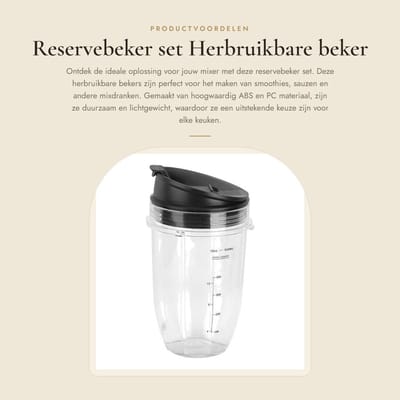 Dailygoods- Reservebeker 600 ml - Deksels/onderdelen - Herbruikbaar - ABS/PC - Transparant - Geschikt voor Nutri BlendMax - Mixbeker
