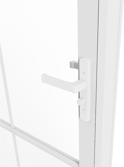 Vente-unique Omkeerbaar deurblok in aluminium en gehard glas - H204 x B93 cm - Wit - SEROTO