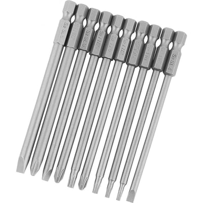 10 stuks 100 mm 14  zeskant schacht magnetische BST schroevendraaier bitset (Gleuf+Kruis Beveiligingsster )