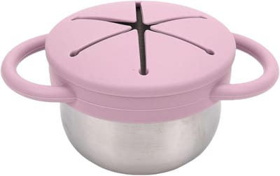 Roestvrijstalen Snackbeker - Snackcontainer met Siliconen Deksel - Vaatwasser Veilig - 1 stuk(PINK)
