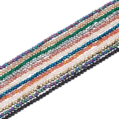12 Strengen Galvaniseren Glas Kralen Strengen 37 ~ 37.5cm Facet Multi Color Glas Kristal Kralen Strengen voor Armband Sieraden Maken
