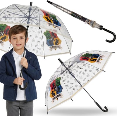 Harry Potter HOGWARTS kinderparaplu voor jongens, opvouwbare, doorzichtige automatische paraplu