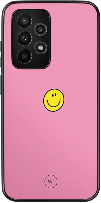 Hoesje geschikt voor Samsung Galaxy A53 - Pink smiley - TPU Hard Case Backcover - Roze - Mooie Telefoonhoesjes
