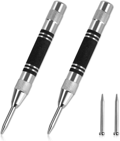 GELLDG 2 Stuks Splintentrekker - Automatische Körner - 12,7x1,7cm - Snel en Eenvoudig Gebruik, Breed Toepasbaar, Hoge Sterkte - Geschikt voor Metaal, Hout, Glas en Dun Staalplaat - RVS - Incl. 2 Vervangpunten