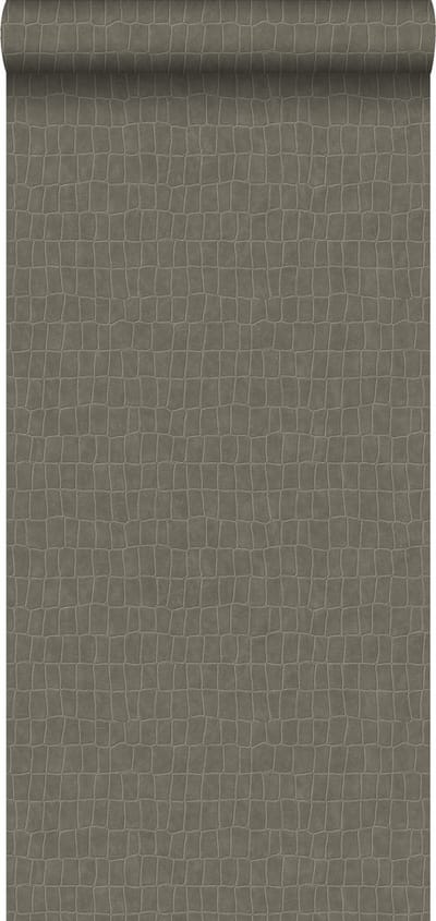 ESTAhome behang krokodillenhuid vergrijsd bruin - 53 cm x 10.05 m - 139186