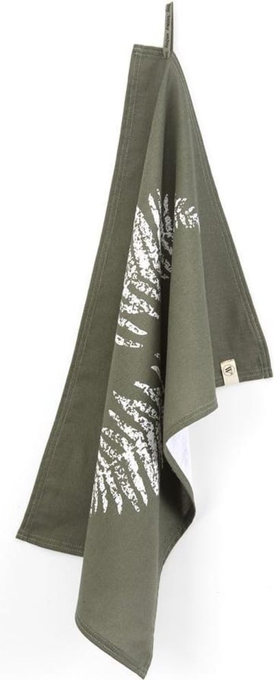 Walra Theedoek Dry with Leaves - 50x70 - 100% Katoen - Legergroen