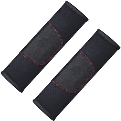 Dailygoods- Gordelpads 2 Stuks - Afneembare Schouderbeschermer - Ademend Leer - Zacht en Slijtvast - Universele Toepassing - 21,5 x 6,5 cm - Schouderkussens