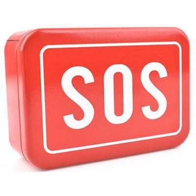 Petite Boîte Rectangulaire Vide Motif SOS Outils d'Extérieur Équipement Boîte de Rangement en Fer pour le Camping red