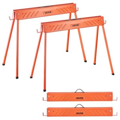 VEVOR Trestle, 2-pack werkbanken, zaagbok 300 kg, steigerbok met opklapbare poten, draagbare opklapbare bok met antislip voetkussens, voor houtbewerking, timmerlieden en aannemers