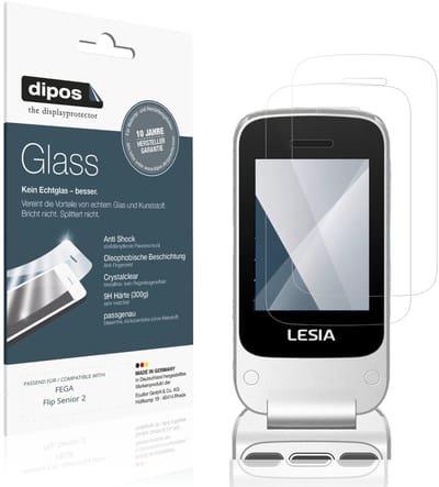 dipos – 2x Pantserfolie geschikt voor FEGA Flip Senior 2 | 9H Screenprotector