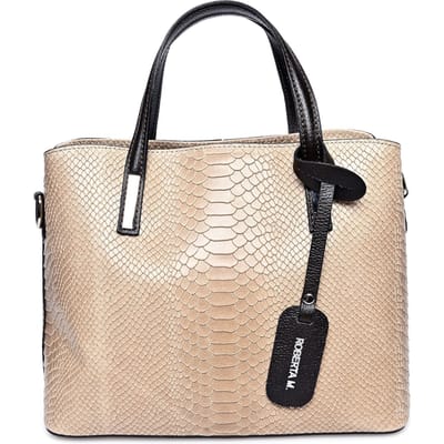 Roberta M Beige Rundleer Tas