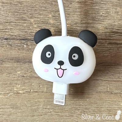 SilverAndCoco® - Kabeldiertjes / Kabelprotector / Kabelbeschermer Mobiele Telefoon Kabel Lader beschermer / Kabelbijter iPhone iPad Android oplader - Panda