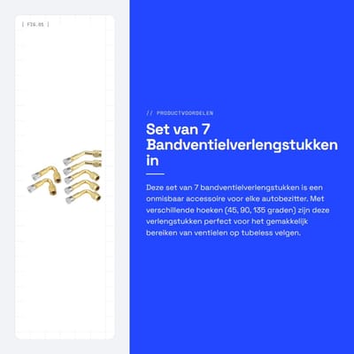 Dailygoods- Bandventielverlengstukken 7 Stuks - 45/90/135 Graden - Gouden Kleur - Duurzaam - Universeel - Metaal - Ventielverlengstuk