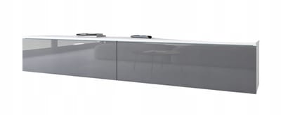 Bratex - TV-meubel - 180 cm breed - Wit Mat & Grijs Hoogglans - Hangend of Staand - 2-deurs