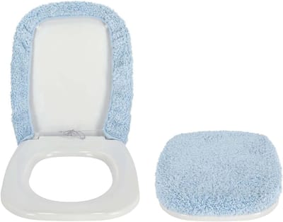 WC-stoelhoes - Toiletzitting overlay - Comfortabel zitten - Machinewasbaar katoen fluweel - 50x45 cm - Lichtblauw