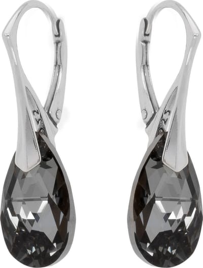 DBD - Zilveren Oorbellen - Swarovski Kristal - Druppel - Grafiet Grijs - 16MM - Anti Allergisch