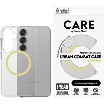 CARE by PanzerGlass Flagship Case Transparent Urban Combat w. Chardonnay QI Compatible Samsung Galaxy S25