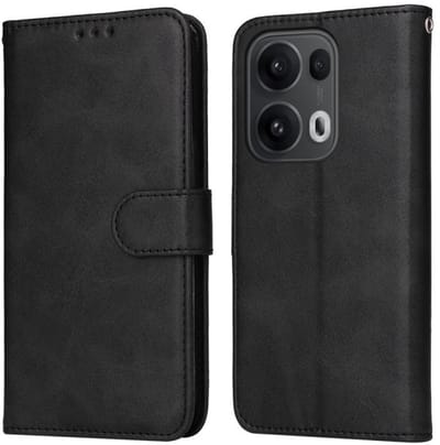 Zwart agenda book case hoesje geschikt voor Oppo Reno13 Pro / Oppo Reno 13 Pro