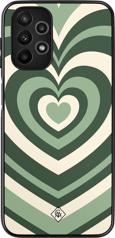 Casimoda® hoesje - Geschikt voor Samsung Galaxy A13 4G - Hart Swirl Groen - Zwart TPU Backcover - Geometrisch patroon - Groen