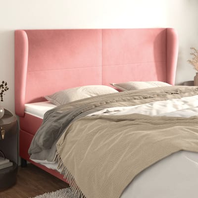 vidaXL - Hoofdbord - met - randen - 183x23x118/128 - cm - fluweel - roze