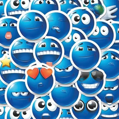66 Stuks Blauwe Bonen Emoticon Pak Verzameling Stickers Herbruikbare Decals Voor Scrapbooking Laptops Waterflessen Stickers