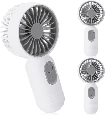 3 draagbare handventilatoren, drie windsnelheden, geschikt voor op reis of buitenactiviteiten, oplaadbaar via USB, wimperventilator, wit.