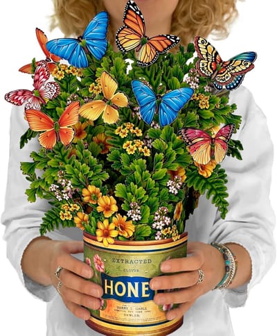 3D Pop-Up Bloemenboeket Wenskaart met Vlinders voor Elke Gelegenheid