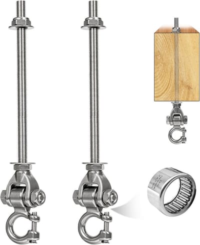 Schommelhaken voor houten balken - 2 stuks, roestvrij staal voor schommels, hangmatten en hangstoelen