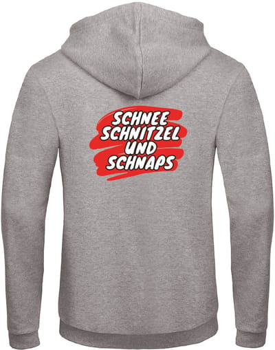 Schnee, schnitzel und schnaps hoodie grijs S - soBAD. | Foute apres ski outfit | kleding | verkleedkleren | wintersporttruien | wintersport dames en heren