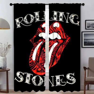 Raamgordijn voor Kamer 2 Panelen The Rolling Stones Halloween Decoratie Moderne Woonkamer Gordijnen Scheiding Tule voor Slaapkamer W50xH70cmx2pcs-CL