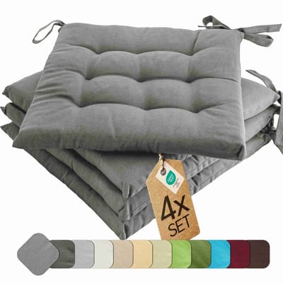 etérea Basic Zitkussen Stoelkussen - Seat Cushion 4 Stuk - 40x40 cm - Grijs