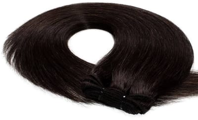 hair2heart Premium Echthaar Tressen om in te naaien Extensions glad - 40 cm 50 g 6/3 donkerblond goud