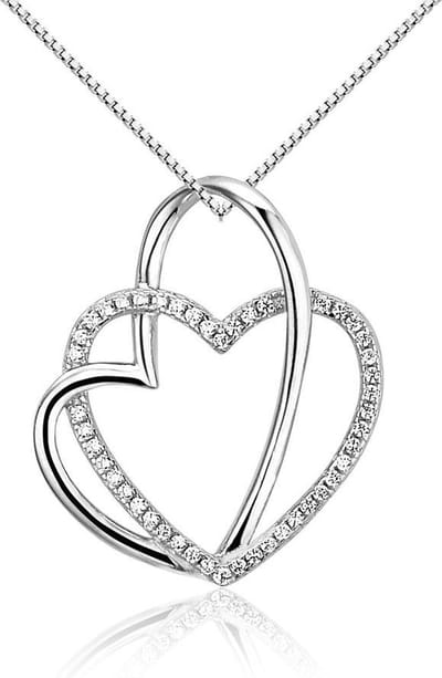 Montebello Ketting Raphia - 925 Zilver Gerhodineerd - Hart - 20x22mm - 45cm