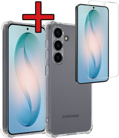 Hoesje - Met Screenprotector - Geschikt voor Samsung Galaxy S26 - Sterk & Shockproof - Back Cover - Siliconen Case - Telefoon Hoes - Shock Proof - Telefoonhoes - Transparant