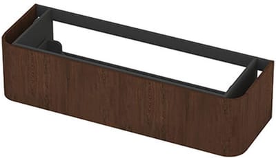 INK - Afgeronde Onderkast Fineer 1 Lade Softclose Tbv Grepen - 1400x450x350 Mm - Shadow Veneer